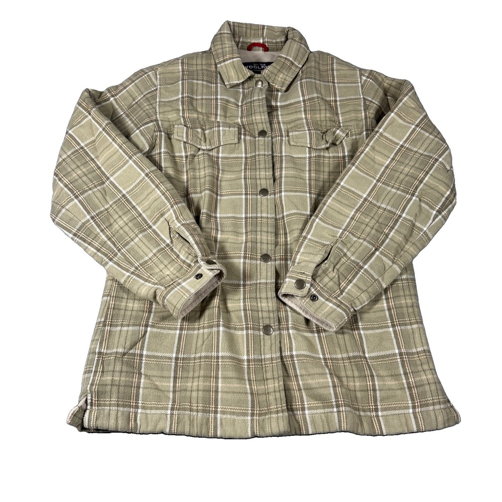 Woolrich Shirt Womens S Green Plaid Thick Flannel Long Sleeve Button Up Outdoor